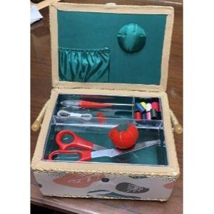 SINGER Sewing Basket with Sewing Kit Accessories (Organic Natural Print)